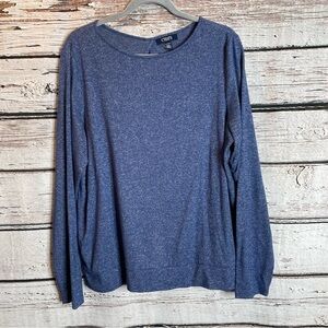 CHAPS Denim Women’s XL Blue Pullover Shirt Keyhole Back Long Sleeves